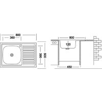Кухонная мойка Ukinox ECO 800.500 L чаша слева (стальной/нержавеющая сталь)