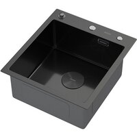 Кухонная мойка ARFEKA Eco AR мойка 450*500 POP-UP, коландер G, дозатор BLACK DECOR MILLET GRAINS