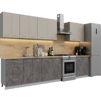 Готовая кухня Кортекс-мебель Корнелия Лира 2.7 (капучино/оникс/дуб бунратти)