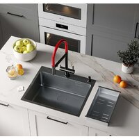 Кухонная мойка Roxen Simple 560220-50B PVD графит (с коландером и дозатором)