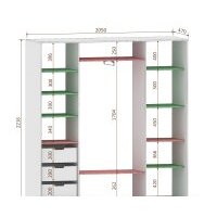 Шкаф-купе Кортекс-мебель Сенатор ШК12-45 Геометрия ДСП с зеркалом (белый)