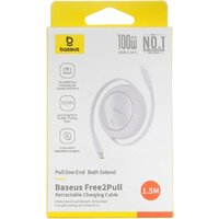 Кабель Baseus Free2Pull Mini Retractable Charging Cable 100W USB Type-C - USB Type-C (1.5 м, сиреневый)