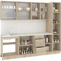 Готовая кухня Кортекс-мебель Корнелия Ретро 2.4м (дуб сонома/мадрид)