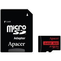 Карта памяти Apacer microSDXC AP64GMCSX10UB-R 64GB (с адаптером)