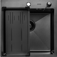 Кухонная мойка ARFEKA Eco AR мойка 500*500, коландер G, дозатор Black Decor Volcanic