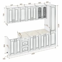 Готовая кухня Кортекс-мебель Корнелия Ретро 2.6 м (ясень белый/дуб бунратти)