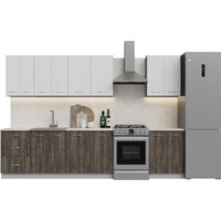 Готовая кухня Кортекс-мебель Корнелия Лира 2.5 (белый/орех элия/королевский опал)