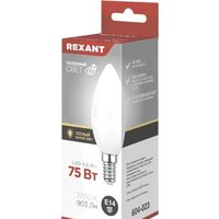 Светодиодная лампочка Rexant Свеча (CN) 9.5Вт E14 903Лм 2700K теплый свет 604-023