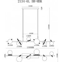 Подвесная люстра iLamp Golden 2134-6L BR+MBK