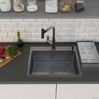 Кухонная мойка Roxen Simple 560220-60B PVD графит (с коландером и дозатором)