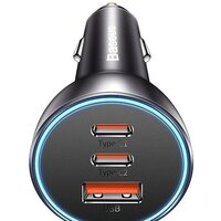 Автомобильное зарядное Baseus Golden Contactor Pro Triple Fast Charger Car Charger 65W CGJP010013 (темно-серый)