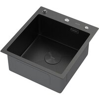 Кухонная мойка ARFEKA ECO AR 450*500 POP-UP BLACK PVD NANO DECOR