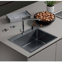 Кухонная мойка Roxen Simple 560220-55B PVD графит (с коландером и дозатором)