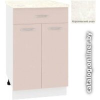 Шкаф напольный Кортекс-мебель Корнелия Лира НШ50р1ш (капучино/королевский опал)