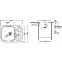 Кухонная мойка Ukinox Галант GAL620.480 --GT8K 1R- (с сифоном)