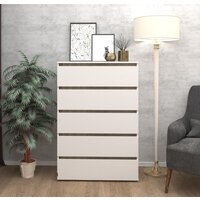 Комод Кортекс-мебель Бари 80 5ш (белый/белый/дуб сонома)