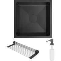 Кухонная мойка Roxen Uno 560210-44B (440*440) PVD графит под столешницу (с ролл-матом и дозатором)