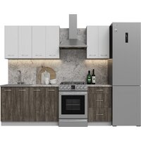 Готовая кухня Кортекс-мебель Корнелия Лира 1.7 (белый/орех элия/марсель)