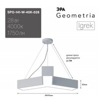 Подвесная люстра ЭРА Geometria Igrek SPO-141-W-40K-028 Б0058884