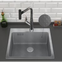 Кухонная мойка Roxen Snake 560220-50-S (50*48) сатин/текстурная поверхность (с коландером и дозатором)