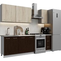 Готовая кухня Кортекс-мебель Корнелия Лира 1.8 (дуб сонома/венге/королевский опал)