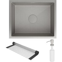 Кухонная мойка Roxen Uno 560210-54S под столешницу сатин/текстурная поверхность (ролл-мат, дозатор, сифон)