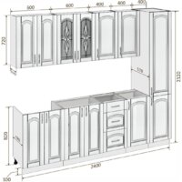 Готовая кухня Кортекс-мебель Корнелия Ретро 2.4м без столешницы (дуб сонома)