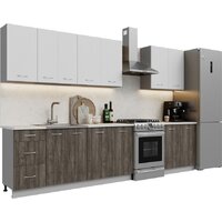 Готовая кухня Кортекс-мебель Корнелия Лира 2.6 (белый/орех элия/королевский опал)