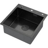 Кухонная мойка ARFEKA Eco AR 500*500 POP-UP BLACK PVD NANO DECOR VOLCANIC ROCK