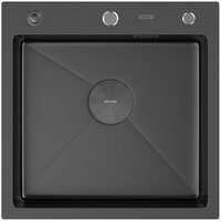 Кухонная мойка ARFEKA Eco AR 500*500 POP-UP BLACK PVD NANO DECOR VOLCANIC ROCK