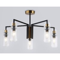 Подвесная люстра Ambrella light LH56113/5 BK/BS/CL (черный/латунь/прозрачный)