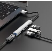 USB-хаб Hoco HB26 (серебристый)