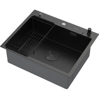 Кухонная мойка ARFEKA ECO AR мойка 600*500 POP-UP, коландер F, дозатор BLACK DECOR