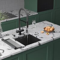 Кухонная мойка Roxen Uno 560210-44B (440*440) PVD графит под столешницу (с ролл-матом и дозатором)