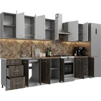 Готовая кухня Кортекс-мебель Корнелия Лира 2.6 (белый/орех элия/мадрид)