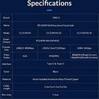 Кабель Orico CC240-40 USB Type-C - USB Type-C (0.5 м, черный)