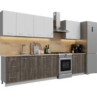 Готовая кухня Кортекс-мебель Корнелия Лира 2.6 (белый/орех элия/дуб бунратти)