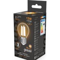 Светодиодная лампочка Gauss Filament Шар 13W 1100lm 2700К Е27 LED 1/10/50 105802113