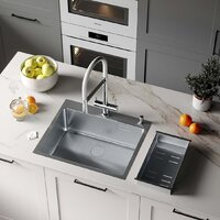 Кухонная мойка Roxen Simple 560220-55 сатин (с коландером и дозатором)