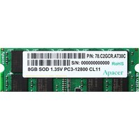 Оперативная память Apacer 8GB DDR3 SO-DIMM PC3-12800 AS08GFA60CATBGC