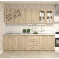 Готовая кухня Кортекс-мебель Корнелия Ретро 2.5 м без столешницы (ясень белый)