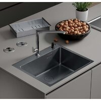 Кухонная мойка Roxen Simple 560220-50B PVD графит (с коландером и дозатором)
