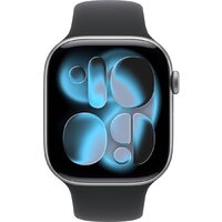 Умные часы Apple Watch Series 11 46 мм (алюминиевый корпус, космический серый/черный, спортивный силиконовый ремешок S/M)