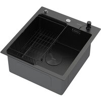 Кухонная мойка ARFEKA ECO AR мойка 450*500 POP-UP, коландер F, дозатор BLACK DECOR