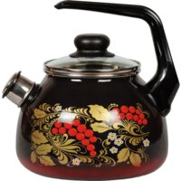 Чайник со свистком СтальЭмаль Рябина 4с210я (черный/красный)