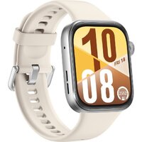 Умные часы Huawei Watch FIT 4 (серебристый, с бежевым силиконовым ремешком, международная версия)