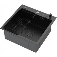 Кухонная мойка ARFEKA ECO AR мойка 500*500 POP-UP, коландер F, дозатор BLACK DECOR