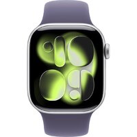 Умные часы Apple Watch Series 11 42 мм (алюминиевый корпус, серебристый/фиолетовый туман, спортивный силиконовый ремешок S/M)