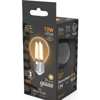 Светодиодная лампочка Gauss Filament Шар 13W 1100lm 2700К Е27 LED 1/10/50 105802113