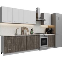 Готовая кухня Кортекс-мебель Корнелия Лира 2.5 (белый/орех элия/королевский опал)